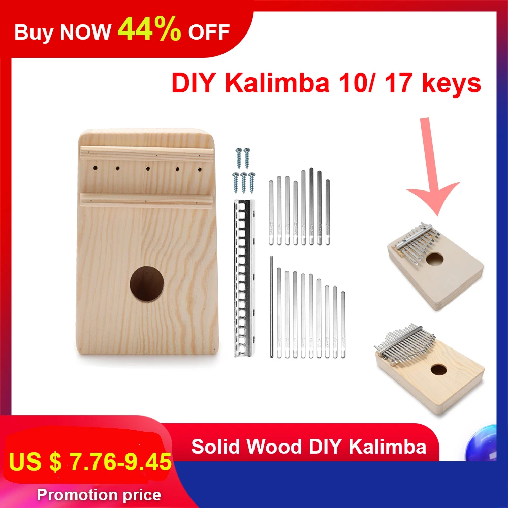 

Wooden Kalimba 17 keys DIY Simple Assembly Kalimba Handwork DIY 10 keys Kit Wood Finger Thumb Piano for Children Kids beginners