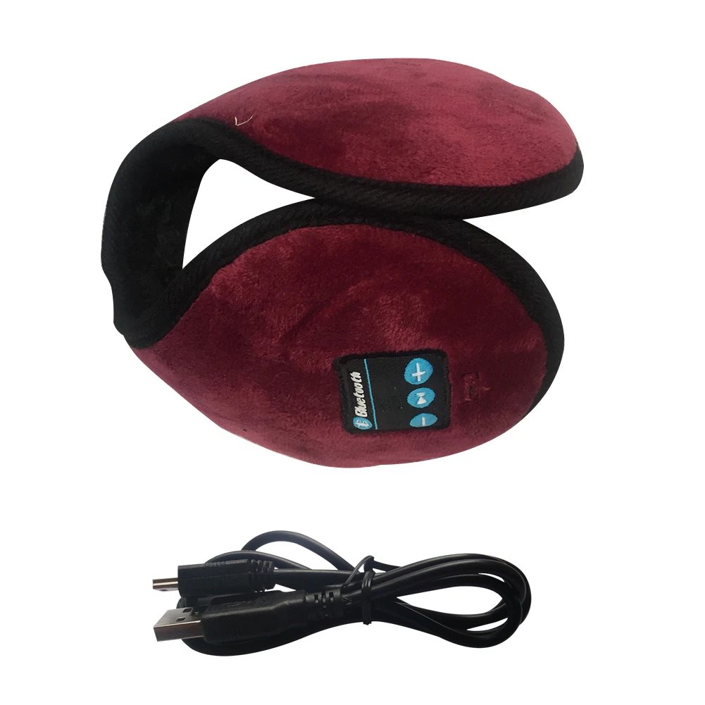 Bluetooth наушники Беспроводная гарнитура HD стерео-гарнитура теплые наушники для катания на лыжах встроенный динамик перезаряжаемый Женский Мужской - Цвет: Wine Red