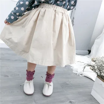 

WLG Girls Skirts Kids Solid Khaki Ruffle Skirt Baby Summer Girl Casual All Match Clothes for 1-6 Years