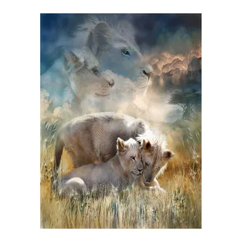 

grasslands White lion Animal Diamond Painting Round Full Drill Nouveaute DIY Mosaic Embroidery 5D Cross Stitch home decor gifts