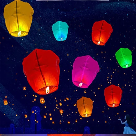 

1pc Night Party Candles Flying Lights Wishing Valentine's Day Holiday Hot Air Balloons DIY Fire Lights Friends Family Christmas