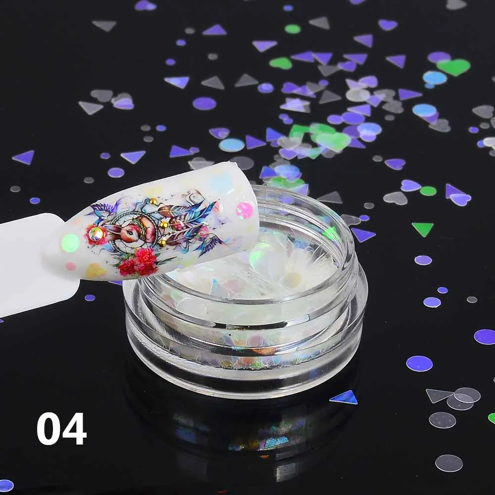Style 4 1 коробка флуоресцентный блеск Русалка Рождество хлопья для ногтей блестки смешанные звезды сердце круг Форма голографическое искусство ногтей Декор - Цвет: Style 4