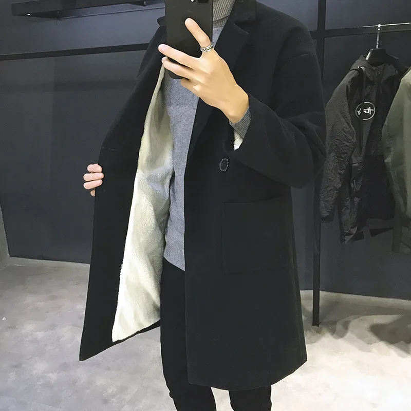 MRMT Брендовое мужское повседневное бархатное пальто средней длины для мужчин, утолщенная свободная шерстяная верхняя одежда, мужская одежда