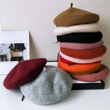 Модный однотонный фетровый берет, женская шапка в британском стиле, женские шерстяные французские береты, женские шапки, теплые шапочки для прогулок