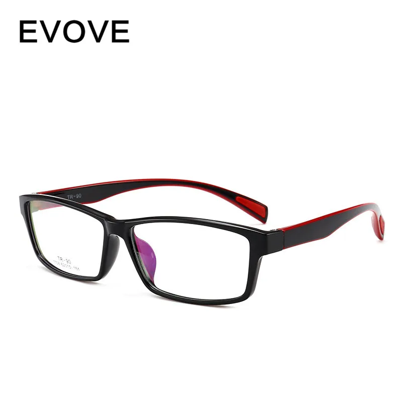Evove TR90, оправа для очков, мужские, 153 мм., спортивные, большие, мужские очки, широкие, толстые, для лица, по рецепту, фотохромные, прогрессивные - Цвет оправы: black red