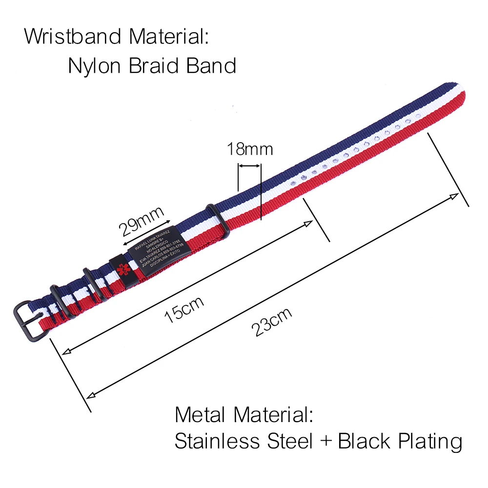Braccialetto Medico Personalizzato In Acciaio Inossidabile - Allerta Emergenza Regolabile - Foto 7