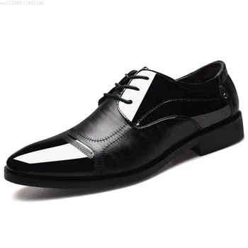 

2020 Spring Autumn Big Size Patent Leather Leather Shoes Men Classic Mens Dress Shoes Male Formal Office Business Dress Shoes lh