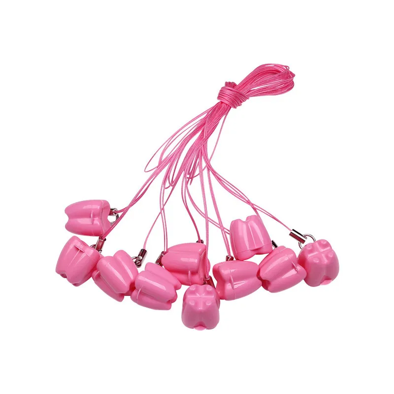 Hang rope pink XZJJA 10-20 шт. форма зуба Детские коробки для хранения молочных зубов детская Силиконовая зубная щетка для малышей Органайзер мини пластиковый контейнер маленькая коробка - Цвет: Hang rope pink
