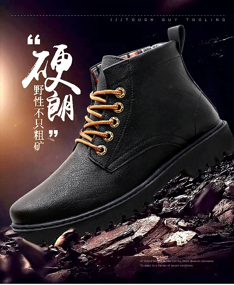 Casual Split Leather Boots Autumn Winter Fashion Men Boots Brand Outdoor Ankle Boots Zapatos De Hombre Size 39-44
