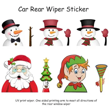 

Car Rear Wiper Sticker Windshield Wiper Decal Tags Christmas Rear Wiper Stickers Cute Santa Claus Waving