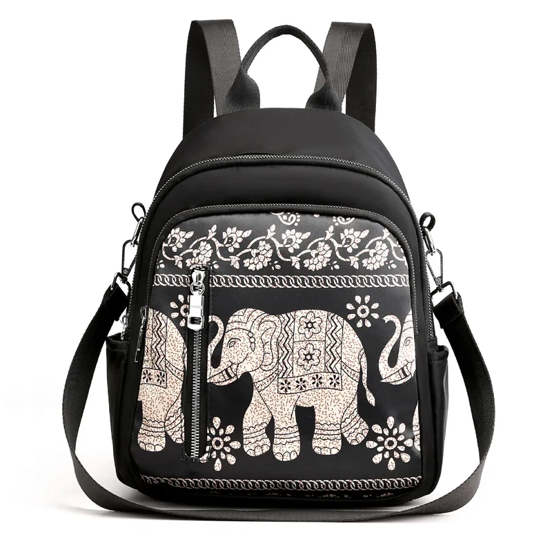 

Wholesale Customizable Female Backpack Multi-functional Nylon Backpack Fashion Printed Ethnic-Style Versatile School Bag