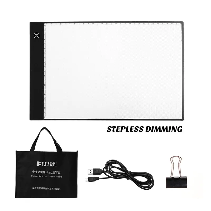 stepless DC5V USB A4 графический планшет, светодиодный планшет для рисования, художественный трафарет, светильник, коробка для отслеживания, Настольный коврик, электронный планшет для письма - Цвет: stepless