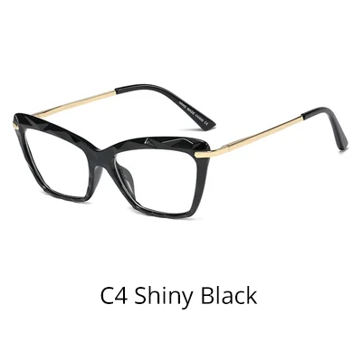 C4 Shiny Black Ralferty, винтажные очки, оправа для женщин, кошачий глаз, оправа для очков, прозрачный кристалл, оптические очки для близорукости, Oculo lunette de vue, F97533 - Цвет оправы: C4 Shiny Black