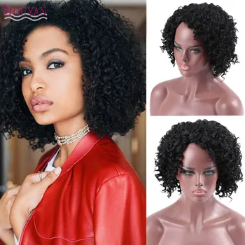 

HOUYAN Afro Natural Black Kinky Curly Synthetic Wigs for Black Women Glueless Brazilian Natural Looking Wigs Heat Resistant