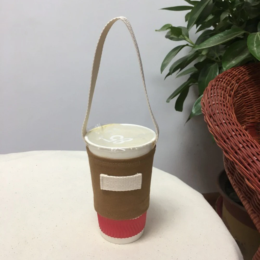 Портативный держатель для бутылки с водой противоскользящая сумка для переноски холщовый набор для чая с молоком кружка с ремешком кофе Термосумка для термосов чехол