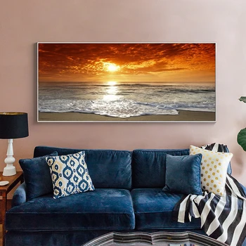 

Landscape Seascape Sunrise Oil Painting on Canvas Posters and Prints Cuadros Wall Art Pictures For Living Room No Frame