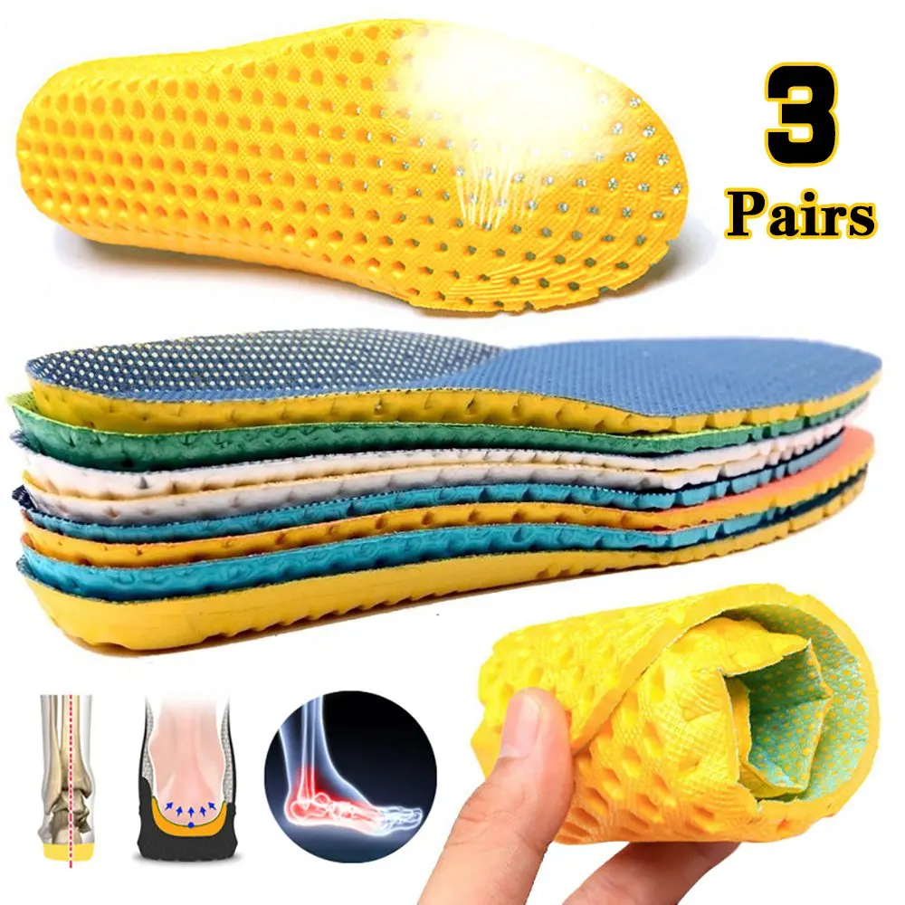 Elasticity shock absorption Non-slip Breathable Sport Insole Men Womens Foot Care Pad Comfortable Shoe Cushions(1pair/2pair/3pai