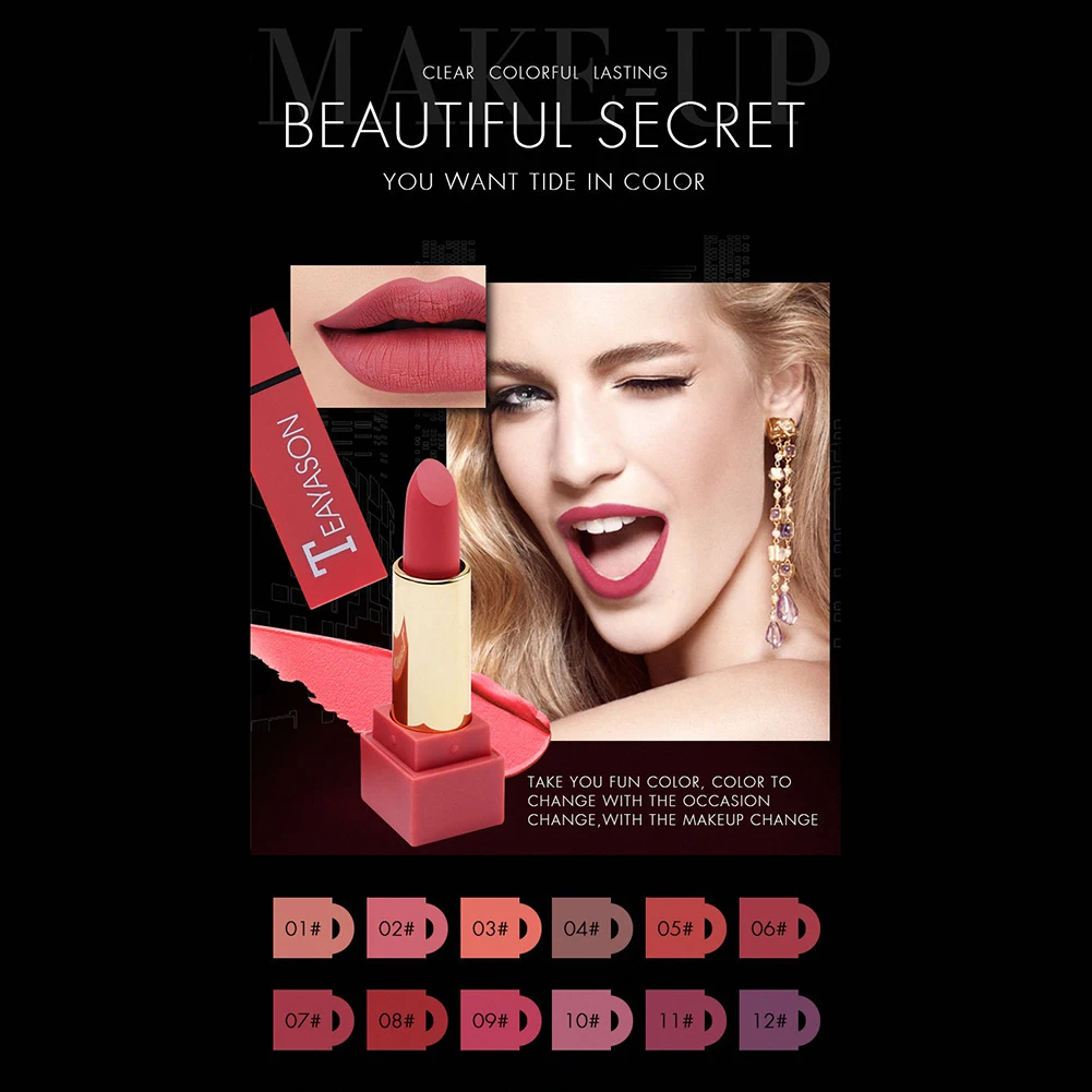 12 Matte Lasting Sexy Red Matte Lot Cosmetic Waterproof Long Lasting Pigment Velvet Sexy Matte Lip Naked Lipstick Kits Cosmetics