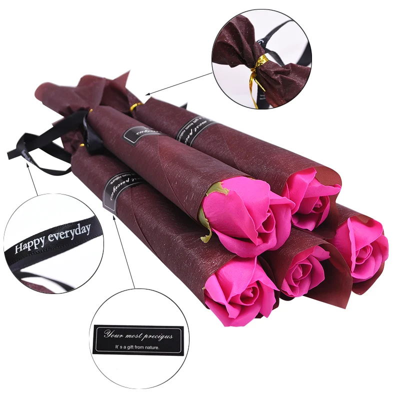 10/5Pcs Soap Rose Bouquet Valentines Day Gift for Fridend Wedding Bouquet Home Decorations Holding Artificial Rose Flowers