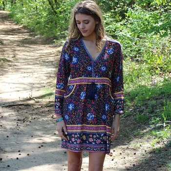 

Floral Print Drawstring Mini Dress