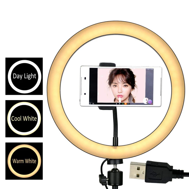 8 10 12 Inch LED Selfie Ring Light With Cell Phone Tripod Holder Stand For Live Stream Makeup Video Photography Hot In Sale | Электроника