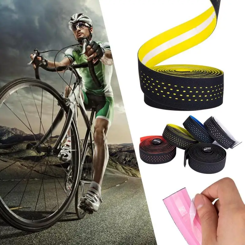 

1pair Soft Road Bike Bicycle Handlebar Cork EVA PU Bar Tape Professional Cycling Damping Anti-Vibration Wrap