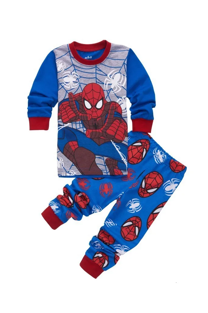 Зимние хлопковые Пижамные комплекты для мальчиков новые детские пижамные комплекты с рисунком Человека-паука одежда с длинными рукавами Детская Пижама, комплект одежды для сна для маленьких девочек