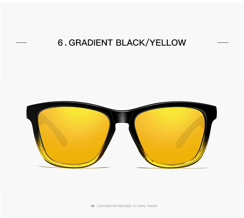 GRADIENT BLACK YELLO Бренд Дизайн поляризованных солнцезащитных очков Для мужчин драйвер оттенки мужской Винтаж солнцезащитные очки для Для мужчин кв. зеркало UV400 без чехол M234 - Цвет линз: GRADIENT BLACK YELLO