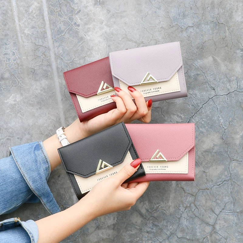 

Women Wallets PU Leather Purse Mini Hasp 3 Fold Solid Multi-Cards Holder Fashion Coin Short Wallets Slim Small Wallet Hasp