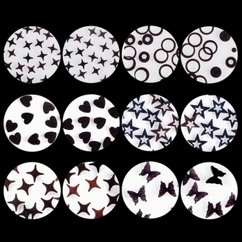 

12 Boxes Maple Leaves Nail Art Sequin Holographic Glitter Butterfly Flake Paillette Chameleon Stickers Nails Autumn Design Decor