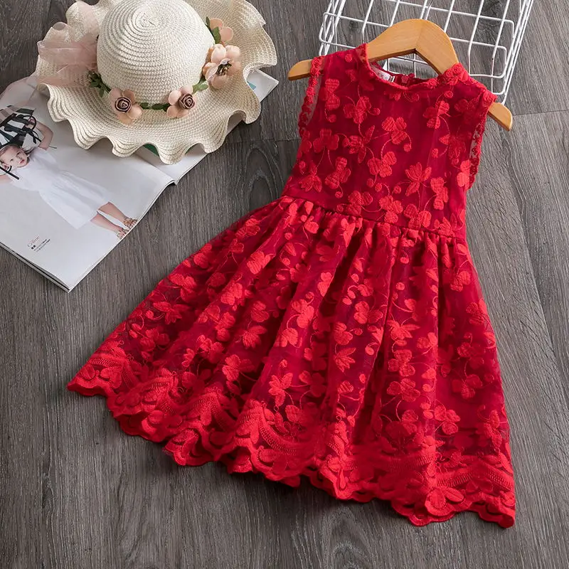 Style 6 Red Летнее платье принцессы, одежда для детей возрастом от 3 до 5-8 лет, детская одежда для девочек с рукавом в форме лепестка бальное платье Детские платья для девочек, детская одежда для вечеринки - Цвет: Style 6 Red