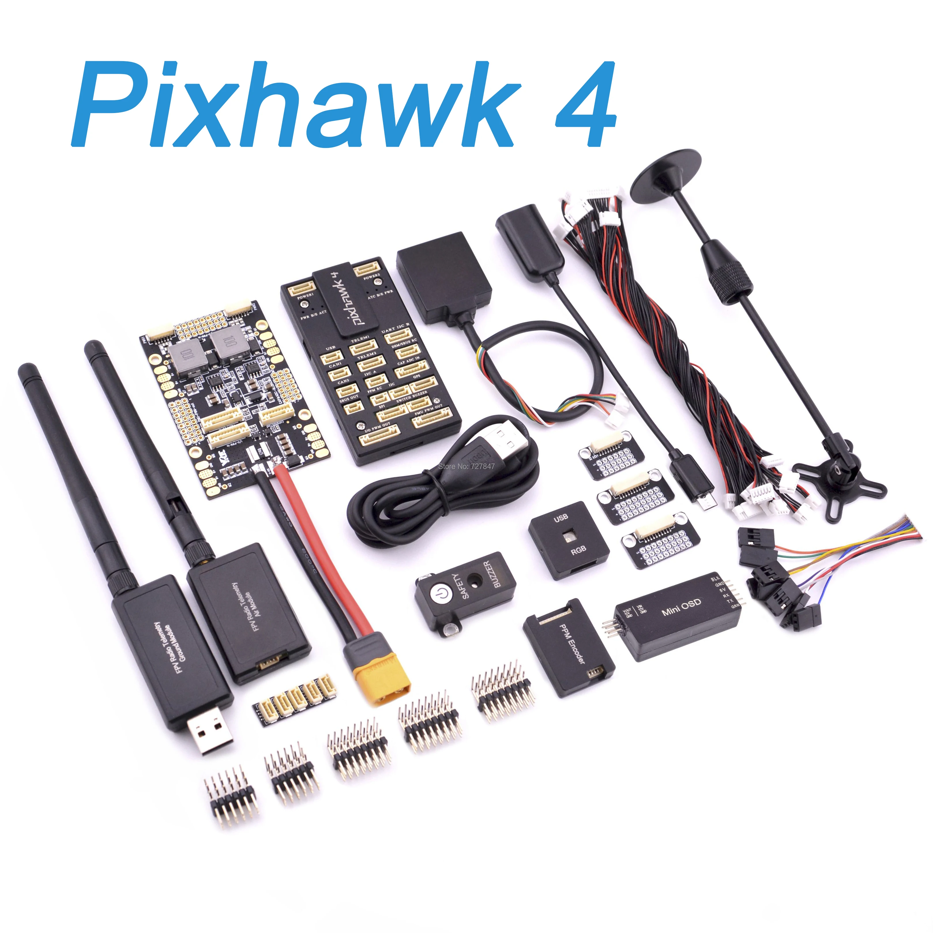 Пульт управления полетом Pixhawk 4 PIXhawk4 M8N GPS PM 433 / 915 мгц телеметрический OSD зуммер RGB PPM