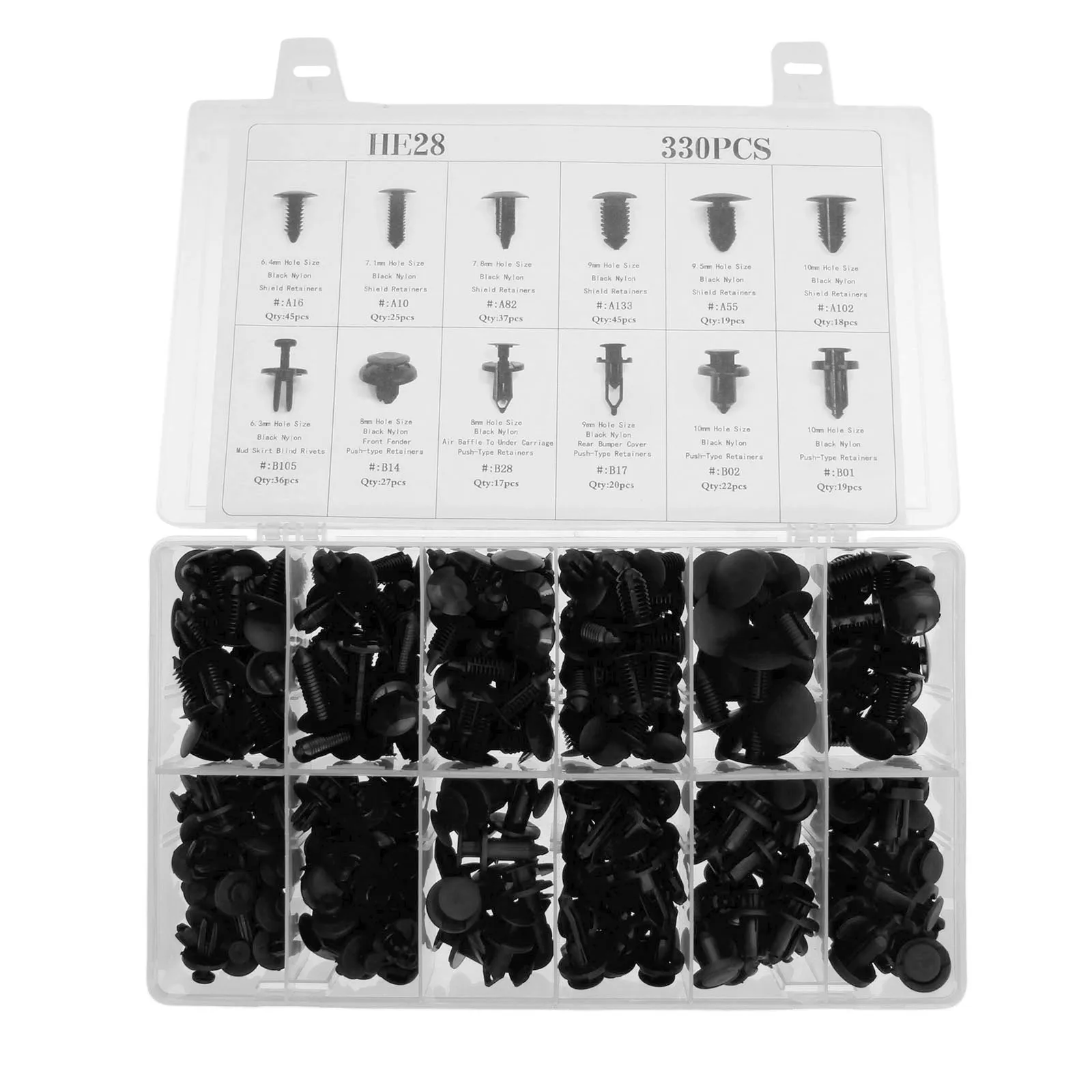 22 Pcs Black Plastic Push-Type Rivet Auto Trim Clip for Ford