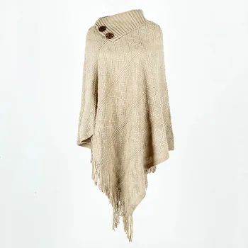 

ZADORIN Winter Warm Women Knitted Sweater Vintage Harajuku Cape Overcoat Sleeveless Ladies Clothes Tassel Asymmetrical Knitwear