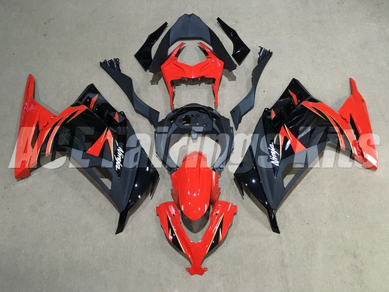 

4Gifts New ABS Motorcycle Fairing kit Fit For Kawasaki Ninja 300 EX300 ZX300R 2013 2014 2015 2016 2017 Body set Red black Cool