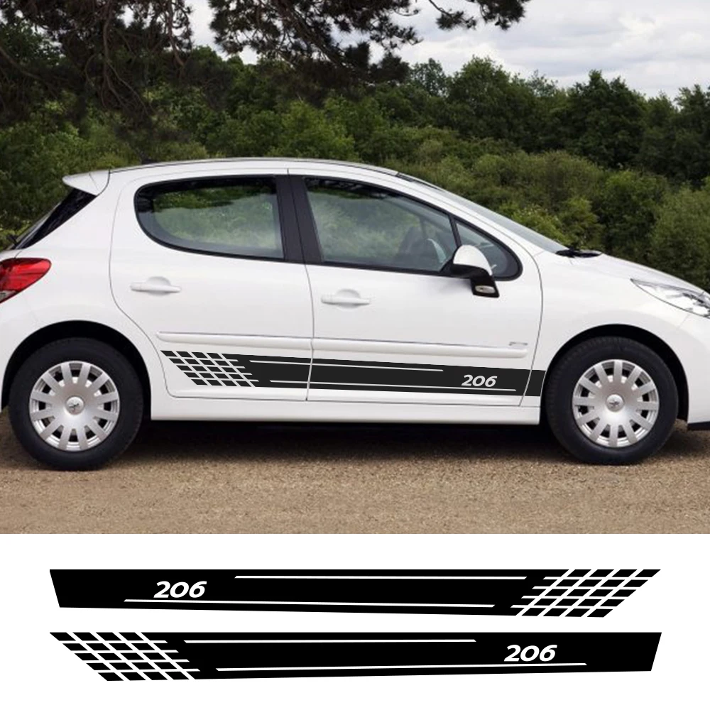 2 X Peugeot GTI CHROME VINYL DOOR PILLAR STICKERS DECALS GRAPHICS
