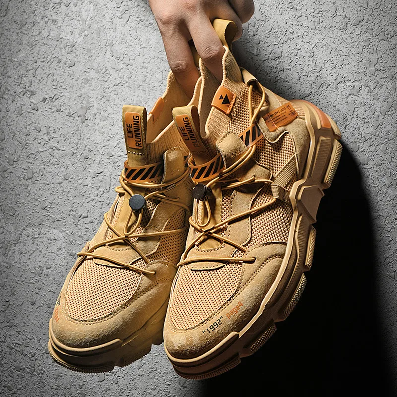 Мужские кроссовки с высоким берцем повседневные дышащие спортивные туфли без