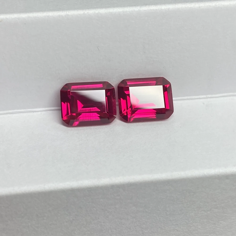 

Meisidian 7x9mm 5A Quality Corundum Emerald Cut Laboratory Red Ruby Loose Gemstone