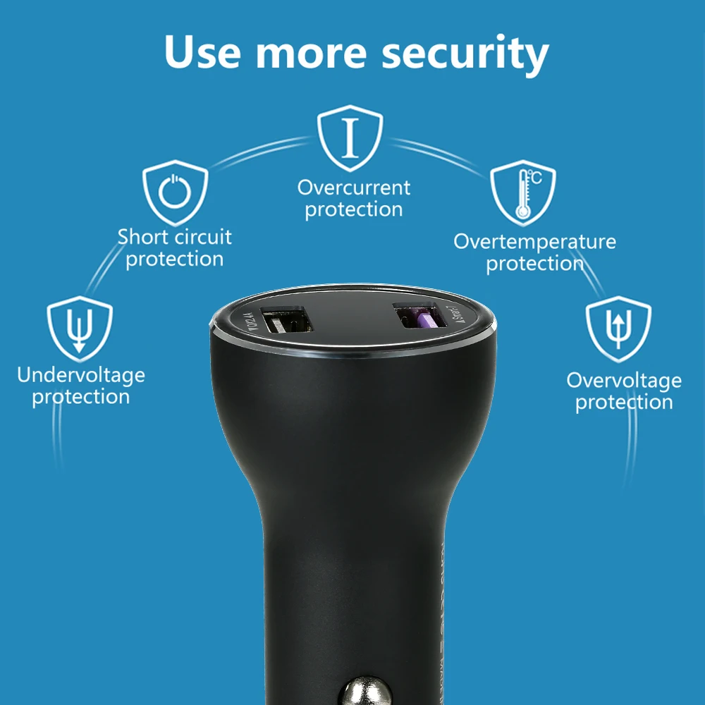 Цифровой дисплей SuperCharge автомобильное зарядное устройство Dual USB FCP QC3.0 быстрое зарядное устройство адаптер для HUAWEI P10 Plus Mate9/10 Pro Honor 8