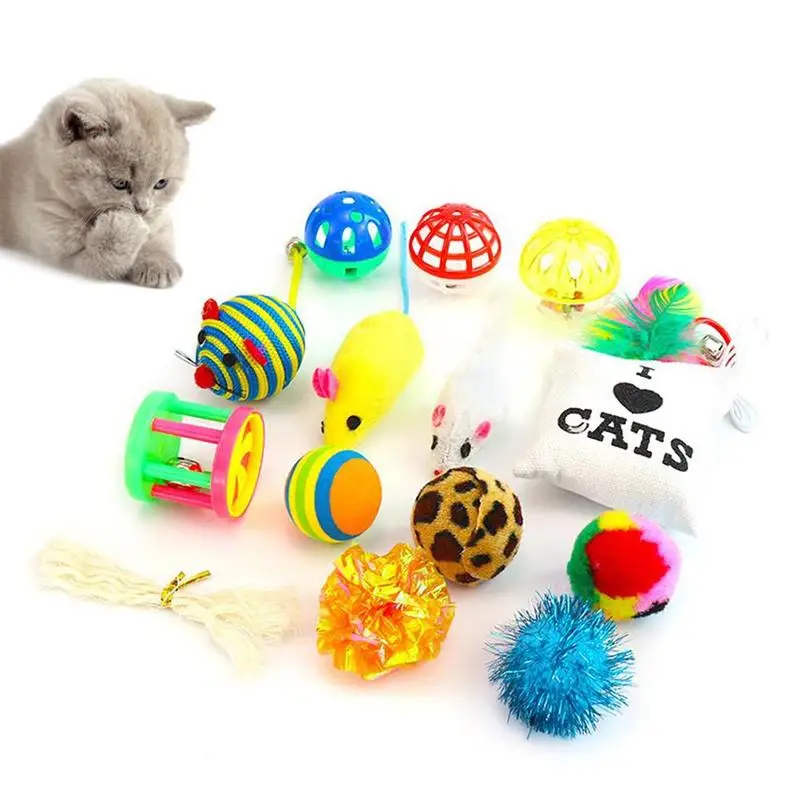 16 шт./компл. кошачьи игрушки кошки игрушка с перьями Мышь шары комплект ювелирных изделий игрушки для кошек интерактивные Мышь игрушка маленький котенка ПЭТ Материал