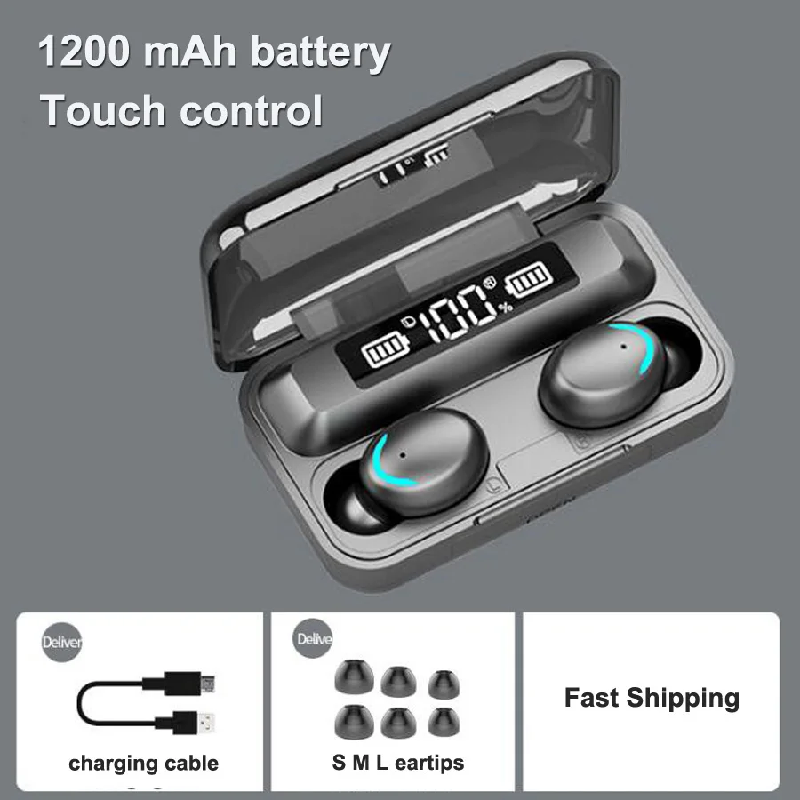 F9-6 Touch control TWS, беспроводные наушники, Bluetooth 5,0, наушники с шумоподавлением, стерео наушники, Беспроводная Bluetooth гарнитура для телефонов - Цвет: F9-6 Touch control