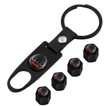 

1 Set Fashion Metal Wheel Tire Valve Caps With Keychain For Audi a3 a4 a5 a6 a7 a8 b5 b6 b7 b8 c6 c7 c8 8v 8p car accessories