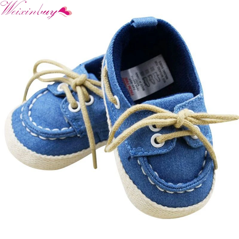 WEIXINBUY, для маленьких мальчиков и девочек синий и красный цвета кроссовки, мягкая подошва кроватки обувь Размеры новорожденного до 18 месяцев горячая распродажа 3 цвета