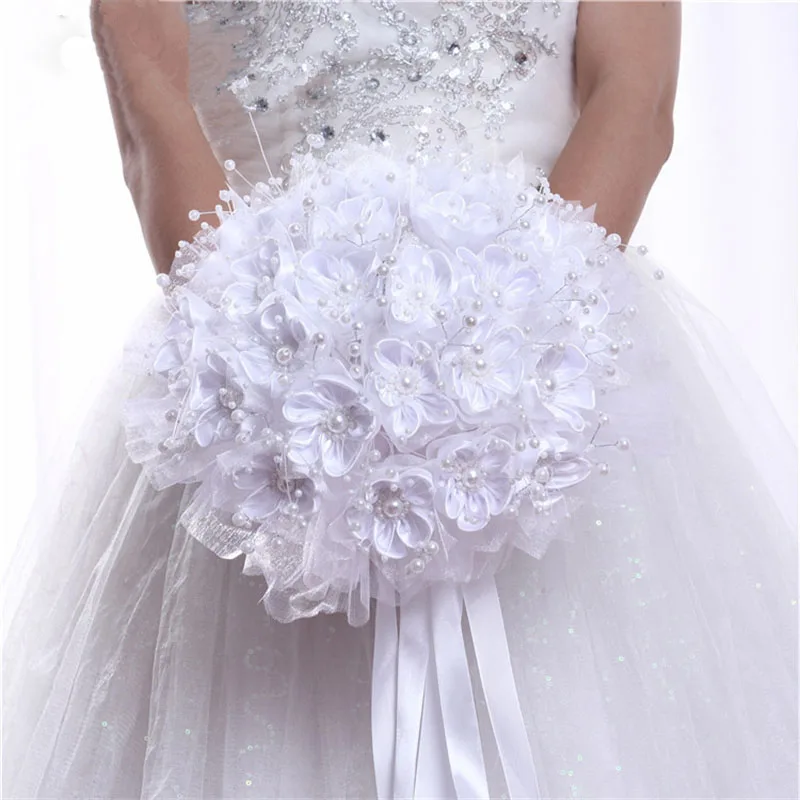 Wedding Bouquet Bridal Wedding Supplies Bridesmaid Holding Flower Silk Rose White Bouquet For Bride Marriage wedding bouquets artificial rose flowers wedding flower decoration