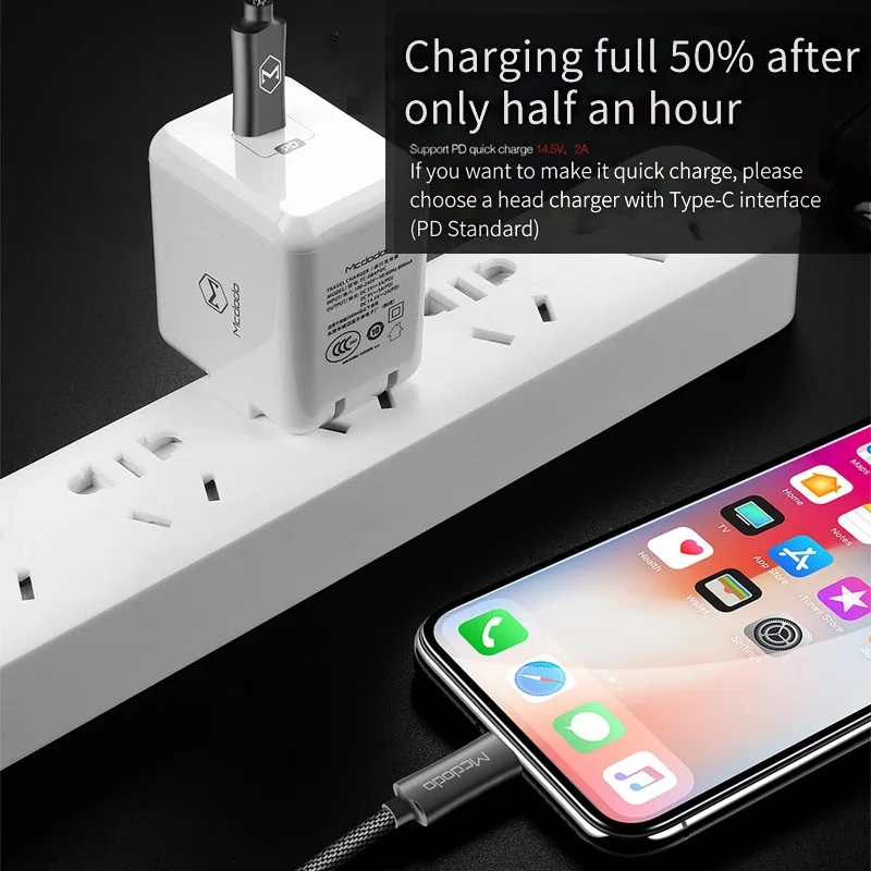 Mcdodo 18 Вт PD кабель для быстрой зарядки iPhone XS Max XR X 8 Plus iPad Type C Lightning Кабель передачи