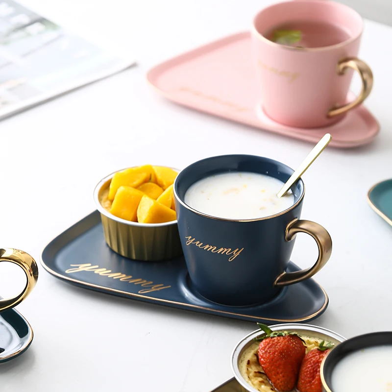 

Tea Cups and Saucers Coffee Set with Spoon and Dish Home Afternoon Milk Cup Nordic Style Elegant Drinkware Drop Shipping