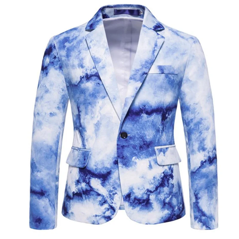 suit coat Formal Printing jacket Wedding Party Men Blazer Button Gentleman Suit Handsome Men's casual | Мужская одежда