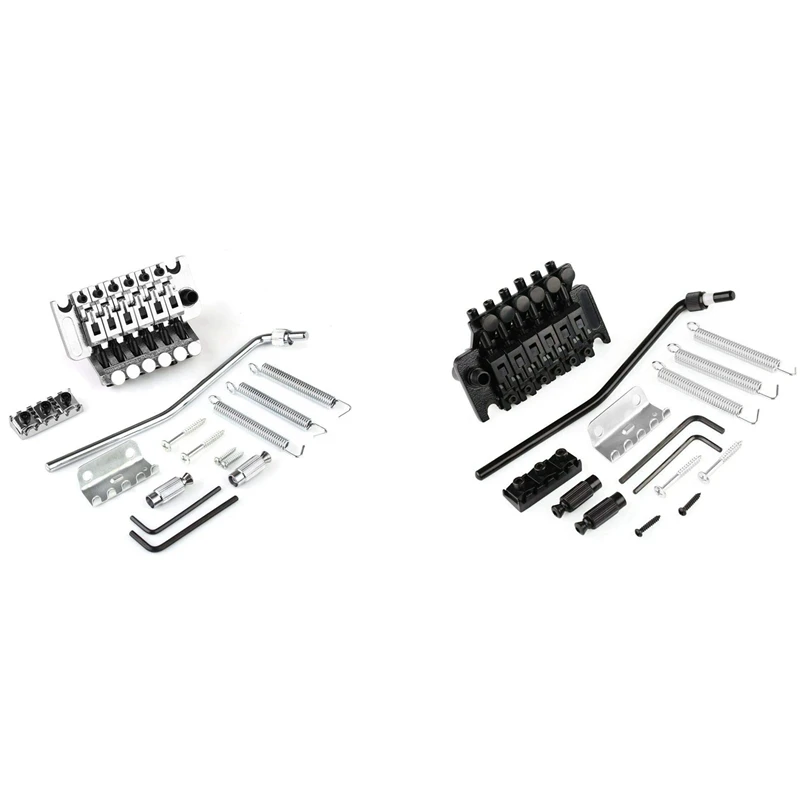 2Set Electric Guitar Tremolo Bridge Assembly 2 Point St Strat Locking System (Silver &amp Black) | Спорт и развлечения
