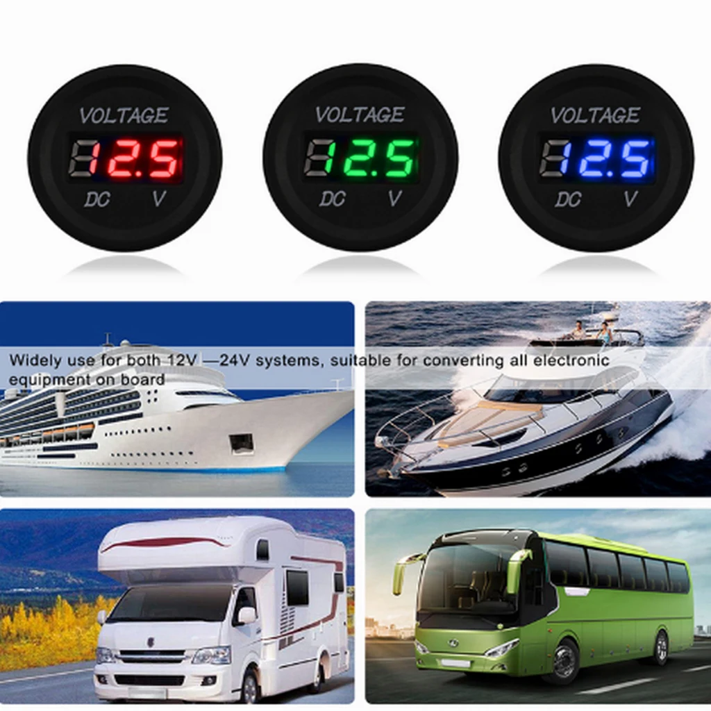 DC 12 V-24 V Автомобиль Мотоцикл Цифровой вольтметр Панель датчик синий светодиодный