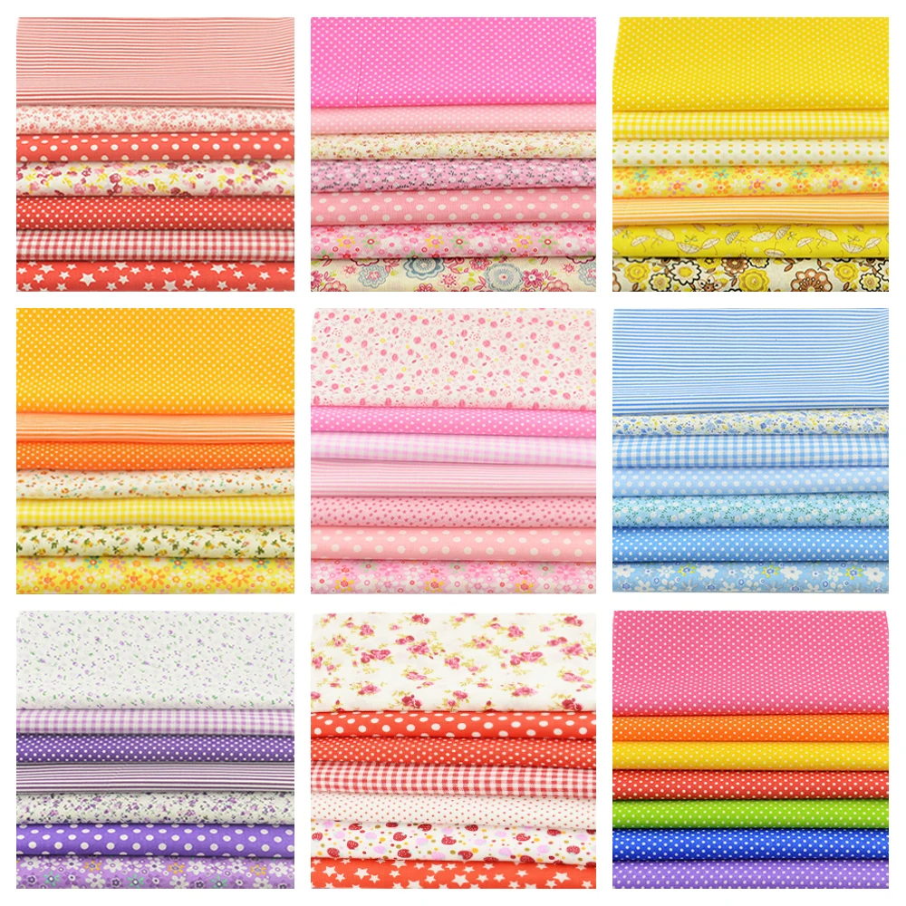 Light Pink Dots and Flowers Design Patchwork 100% Cotton Fabric 7 Pcs/Lot for Sewing DIY Patches Tissue Scrapbooking cotton craft fabric,cotton fabric,craft fabric,fabric material